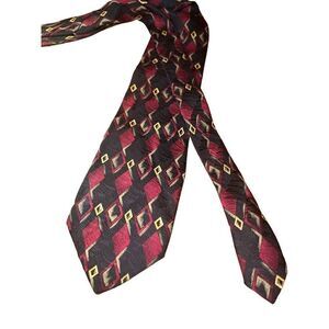 Tom James Black, Red, and Gold Bespoke Handmade Neck Tie
